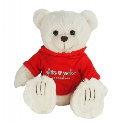 12" Cream Peter Bear with hooded sweatshirt and full color imprint